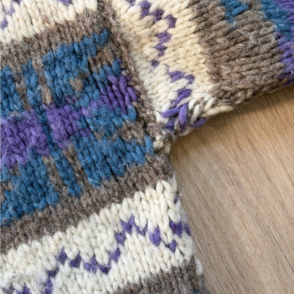 Wool Purple Multicolor Patterned Sweater Large - Picture 4 of 9
